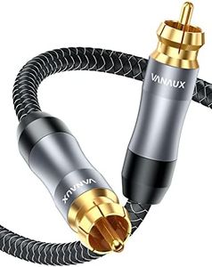 VANAUX Subwoofer Cable, 2ft Digital Coaxial Audio Cable, RCA to RCA Cord,Male to Male Mono [20AWG,4N Oxgen-Free Copper Core] for Home Theater, HDTV, Amplifier, Soundbar(2ft/0.6m)