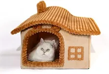 Jiupety Classic Cute-Bear Cat House, Cat Houses for Indoor Cats, Large Interior Space, Pet House for Cat, Cute Cartoon Cat Bed House