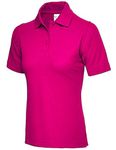 247-Clothing Ladies Polo Shirt (L, 14) Hot Pink