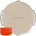 KitchenStar Pizza Stone for Oven and Grill 12 inch, Round - Cordierite Baking Stone Set with Stainless Steel Rack and Plastic Scraper - High Temperature Resistant Ceramic Pizza Stone for Home Oven, Smoker & BBQ Grilling