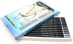 Mont Marte Charcoal Pencils, 12 Piece. Made from Compressed Charcoal Encased in Wood. Suitable for Sketching, Drawing, Blending and Shading.