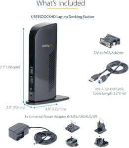 StarTech USB 3.0 Dual Monitor Docking Station – HDMI, DVI/VGA, 6 USB, Ethernet