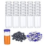 PATIKIL 10ml Glass Vials, 100pcs Glass Vial Small Glass Vials Empty Sample Bottle Mini Clear with Caps Seal Rubber Stopper Injection Port for Lab Injection Plants Essential Oil Transparent