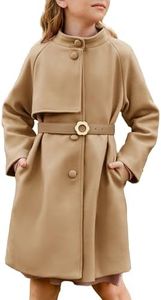 GRACE KARIN Girls' Dress Coats Kids Winter Outerwear Jackets Peacoat Overcoat Size 7 Brown