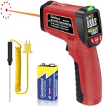 Infrared Thermometer Gun, Gedaye Laser Temperature with IR Pointer 13:1, Meat Temp Gun with Metal Probe, Adjustable Emissivity, -58℉ to 1076℉, Heat Thermometer for Cooking Pizza Oven Grill Fridge BBQ