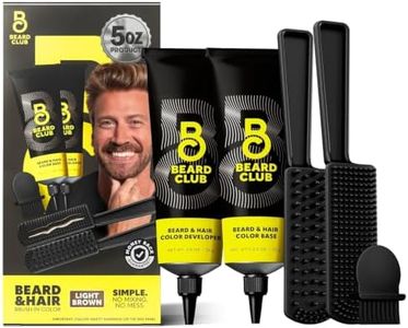 The Beard Club Permanent Hair and Beard Dye for Men – Professional Quality Mustache Dye, Hair Color for Men, Covers Grays, All in One Reusable 5 Minute Color Kit – Light Brown