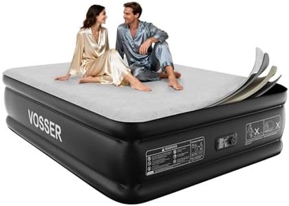 VOSSER Air Mattress with Built-in Pump,Queen 18'' Foam Topper Blow Up Mattress,Luxury Inflatable Mattress 2 Mins Self-Inflation/Deflation - Breathable and Flatness-Free for Camping, Home & Guests