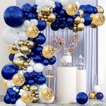 Zesliwy Navy Blue Gold Balloons Garland Kit, 131 pcs Navy Blue Gold White Confetti Balloons Arch Kit for Birthday Party Baby Shower Wedding Graduation Class of 2020 Prom Decorations……