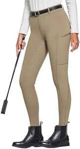 FitsT4 Sports Women's Winter Horse Riding Pants with Zipper Pockets Full Seat Riding Tights Fleece Lined Equestrian Breeches for Women Brown L