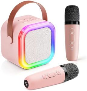 Karaoke Machine for Kids Adults, Mini Karaoke Machine 2 Wireless Microphones, Birthday Gifts for Girls Toys Age 3-15 Year Old, Kids Microphone Toys for 3-12 Year Boys Girls Birthday Presents Teenage