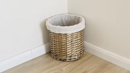 topfurnishing Oak Brown Wicker Waste Paper Bin With Removable Lining 26 x 26.5 cm