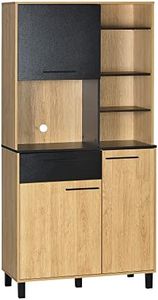HOMCOM Buffet de Cuisine Armoire de Cuisine Multi-rangements avec Un tiroir, 3 placards, 4 niches et Passe-câbles Hauteur 180 cm