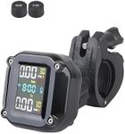 leepee Motorcycle Tire Pressure Monitoring Alarm System, LCD Display, Motor Tyre Temperature with 2 External Sensors