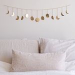 Moon Phase Wall Decor, Handmade Hammered Gold Metal 13 Moons 36" Garland, Phases of The Moon, Celestial Lunar Art, Bohemian Aesthetic Gold Room Boho Decor for Bedroom Home Dorm Living Room Gift