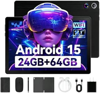 Latest 2025 Upgraded Android Tablet 10.1 Inch with IPS HD Touch Screen, Dual Camera, 64GB Storage 1TB Expansion, 8 in 1 Tablets Kit with Keyboard, Protective Case, Mouse, Stylus, BT 5.4, WiFi 6