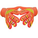 Jalunth Goalkeeper Goalie Soccer Gloves - Kids & Youth Football Goal Keeper Gloves with Embossed Anti-Slip Latex Palm and Soft Hand Back (Orange #1, 6)