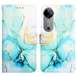 ClickCase Marble Series Faux Leather Back Case Card Holder Wallet with Magnetic Closure Flip Cover for vivo V40 5G (Marble Green)