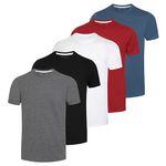 Mens Plain T-Shirts 5 Pack Short Sleeve Crew Neck Cotton Boys Undershirts Running Gym Sport Tees Workwear Workout Tees for Men (UK, Alpha, XL, Regular, Regular, Basic Essentials 5 Pack)