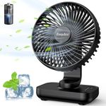 EasyAcc Battery Fan,4000 Rechargeable USB Desk Fan Quiet [Strong Airflow & Quiet Operation] Mini Table Fan 4 Speeds,Electricity Display Cooling Portable Fan for Home Office Worker Travel Bedroom Black