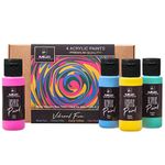 Nakleo Acrylic Stencil Paints Set - 4 Colors (60ml, 2oz) - Vibrant Fun - Blue Green Yellow Pink - Art Supplies DIY - Non-Toxic Water-Based Matte Wall Wood Canvas