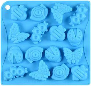 Joyeee 16 Cavity Insect Silicone Mold, 1 Pcs Butterfly Snail Ladybug Bee Bug Chocolate Candy Mold, Insects Cake Muffin Ice Cube Soap Crayon Wax Melt Mold Tray, Reusable Silicone Mold Resin, 26 CM