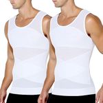 Arjen Kroos Men's Body Shaper Compression Mesh Tank Top Undershirts Shapewear,White*2-ML4005,Large