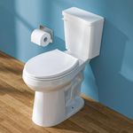 HOMLYLINK Compact Tall Toilet 19 Inch for Seniors, ADA High Toilet for Small Bathroom, Comfort Bowl Heigh 19", Seat Height 20", Two-Piece Single Flush 1.28 GPF, 12 Inch Rough-in, White Color
