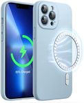 JETech Magnetic Silicone Case for iPhone 13 Pro 6.1-Inch, Compatible with MagSafe, Phone Cover with Camera Lens Full Protection (Blue Fog)