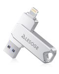 LESOGE Apple MFI Certified USB Memory Sticks 128GB USB Flash Drive for iPhone, 3 in 1 High-Speed Pendrive, One Click Backup USB Drive for iPhone/iPad/Android Type C/PC/Mac