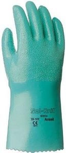 Ansell 39-122-10 Sol-Knit Nitrile Gloves, Gauntlet Cuff, Interlock Knit Cotton Lined, Size 10, Green (Pack of 12)