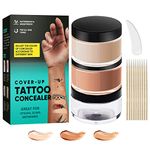 Tattoo Cover Up Makeup Waterproof, 2 Color Invisible Tattoo Concealer, Waterproof Makeup Cover Cream for Tattoo, Scars, Vitiligo and Dark Spots