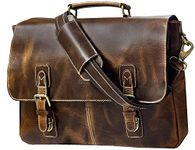 RUSTIC TOWN Leather Laptop Bag for Men - 16" Messenger Crossbody Briefcase Bag - Ideal for Office, College, & Travel - Durable Shoulder Bag - Gift for Men