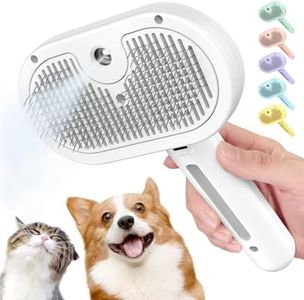 Spray Cat Brush for Shedding, 3 In 1 Steam Cat Brush Remove Static Flying Hair Pet Grooming Brush Self Cleaning Dog Brush for Long and Short Hair Dogs and Cats Remove Tangled Loose Hair (White)