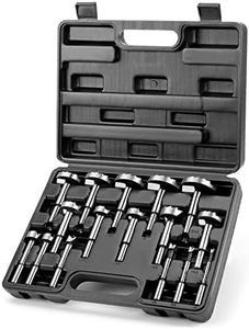 COMOWARE Forstner Bit Set - 16 Pcs Forstner Drill Bits Set for Wood, Auger Opener Round Shank Drilling Cutting Tool for Woodworking