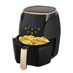 Mdjayo 4.4qt Air Fryer, Compact Oil Free Cooker, Smart Deep Airfryer Oven, 7-In-1 Digital LCD Touch Screen, Double Detachable & Dishwasher Safe Basket, Best Kitchen Accessories, Black