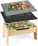 HONEY JOY Train Table, Wooden Kids Activity Table with Storage, 78 Multicolor Pieces, Tracks, Trains, Cars, Toddler Train Table Set with Reversible Tabletop, Gift for Boys Girls Aged 18 Months+