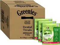 GREENIES Daily Original Dog Treats Medium – The Smart Dental Treat for Dogs (12 - 22 kg) – 18 chews – Pack of 3 (3 x 170 g)