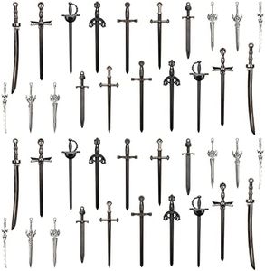 Windspeed Sword Bookmark 40 Pcs, Silver Antique Swords Bookmark for Men Ancient Sword Pens Set for Book Lovers DIY Craft Supplies（Black）