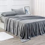 Velvet Plush Sheets Set Full Size, Micro Fleece Extra Soft Cozy Sheet and Pillowcase Set,Ultra Plush and Warmth Deluxe Bed Sheets with Deep Pockets (Full Grey 4 Piece)