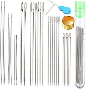 Y-Axis 26 Pcs Assorted Beading Needles Including 6 Pcs Big Eye Beading Needles + 20 Pcs Long Straight Beading Thread Needles with Needle Bottle