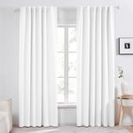 Deconovo Pure White Curtains for Living Room 108 Inches Long - Back Tab and Rod Pocket Curtain Drapes for Hall Room, 52x108 Inch, White, 2 Panels