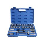 Aegon Ss-32 1/2" 32Pcs 12 Point Combinational Ratchet Socket Wrench Spanner Tool Chrome Vanadium Hand Tool Kit,Dr Socket Wrench Set For Repairing Work,Diy,Auto Repairs Car & Bike-Chrome Vanadium Steel