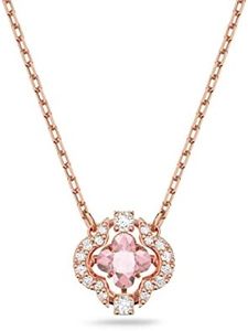 Swarovski Sparkling Dance necklace, Round cut, White, Rose gold-tone plated, One Size, Crystals,Rose gold-tone plated,Zirconia/Pink, Crystal