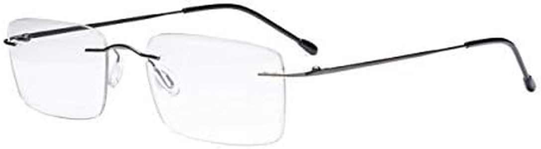 Eyekepper Frameless Men Reading Glasses - Rimless Readers Eyeglasses - Gunmetal +1.50