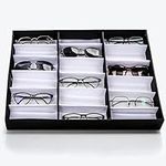 Kurtzy 18 Slots Lockable Sunglasses Display Organiser Box - 18 Compartments for 18 Glasses - 18 Slots for Sunglasses, Eyeglasses, and Spectacles - Black Unisex Sunglasses Case with Lid