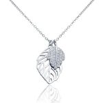 Silvio Jewels Dual Leaf Pendant 925 Sterling Silver Delicate Leaf Design Pendant Necklace for Women Girls 17 Inch Chain Stylish Silver Jewellery With Certificate of Authenticity and 925 Stamp