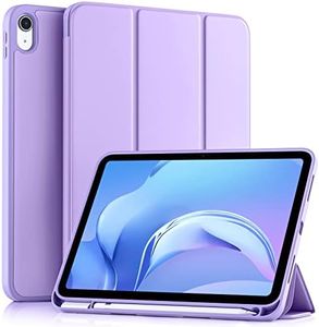 Akkerds Compatible with iPad 10th Generation Case 10.9 Inch 2022 with Pencil Holder, Slim Trifold Stand Protective Cover with Soft TPU Back for iPad Case 10th Generation, Auto Sleep/Wake, Lavender