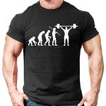 Crown Designs Evolution of Weightlifter Bodybuilding Weight-Training Sports Tapered Fit Top for Men and Teens - Gym T/Black/L