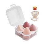 4 Pcs Makeup Sponges Blender Set - Makeup Sponges For Foundation Blender with Egg Case and 1 Holder, Flawless for Cream, Powder and Liquid (4PCS,Pink)