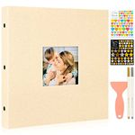 Ywlake Photo Album Self Adhesive Stick Sticky Pages, Linen Scrapbook Book Magnetic Adhésif Autoadhésif Photo Albums Holds Different Size 4x6 5x7 8x10 Picutes (20 Small Sheets / 40 Pages, Beige)